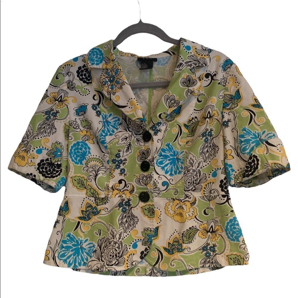 RQT Floral Print Blazer Jacket Women’s Size Small Button Down